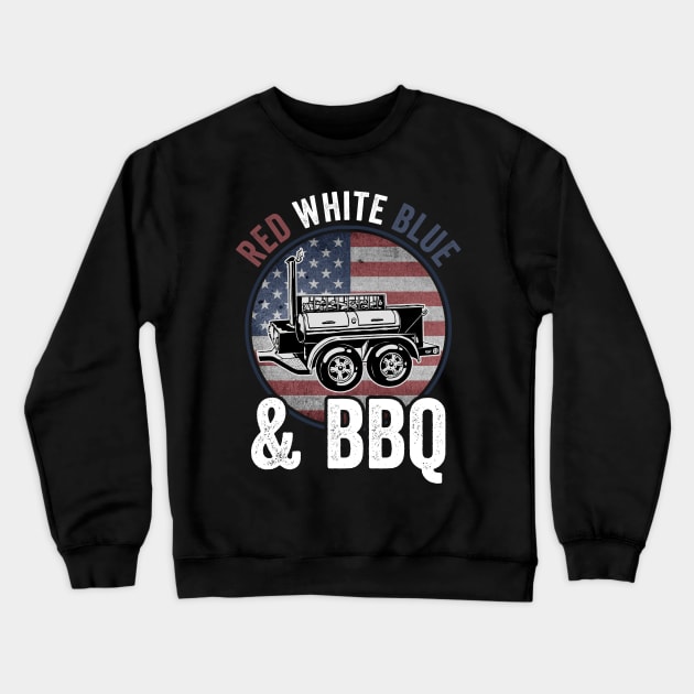 Funny Grilling Dad BBQ 4th Of July USA American Flag Crewneck Sweatshirt by Visual Vibes